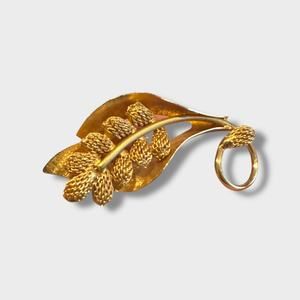 Hobe Vintage Goldtone Leaf Branch Brooch Pin